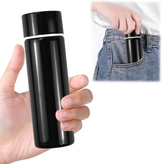 Miniature Thermos Flask 150ml - Mini Stainless Steel Thermos Flask - Sealed Travel Flask - Portable Coffee Mug - Mini Hot Water Bottle - Thermos Flask for Ice Cold Drinks - Black