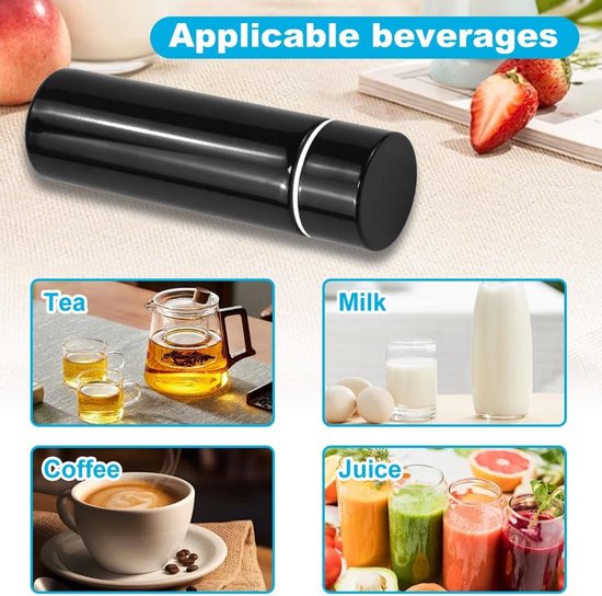 Miniature Thermos Flask 150ml - Mini Stainless Steel Thermos Flask - Sealed Travel Flask - Portable Coffee Mug - Mini Hot Water Bottle - Thermos Flask for Ice Cold Drinks - Black