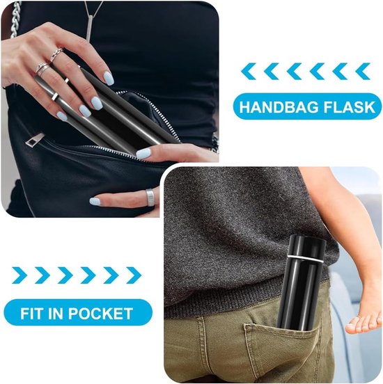 Miniature Thermos Flask 150ml - Mini Stainless Steel Thermos Flask - Sealed Travel Flask - Portable Coffee Mug - Mini Hot Water Bottle - Thermos Flask for Ice Cold Drinks - Black