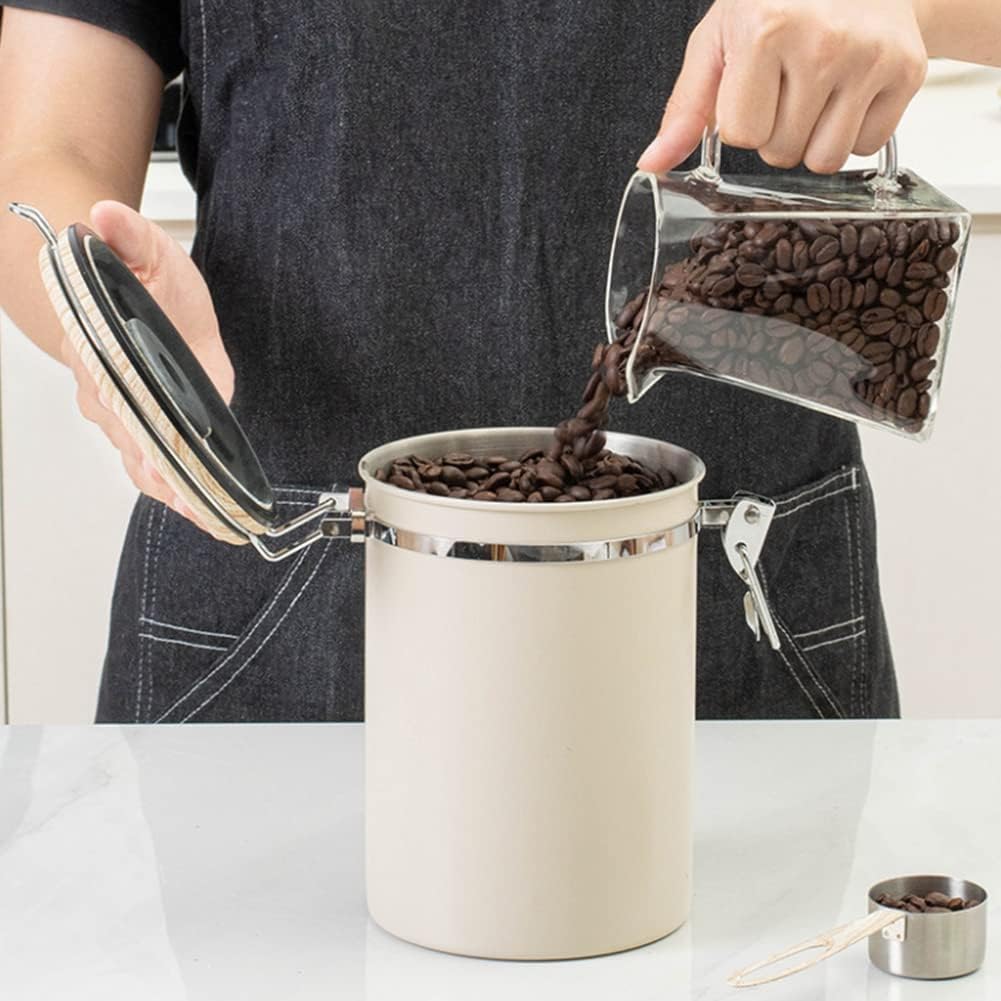 (Green) Coffee Container - Coffee Jar - 1.8L - Coffee Container Storage Jar - Coffee Container - Airtight Coffee Container with CO2 Valve - green green