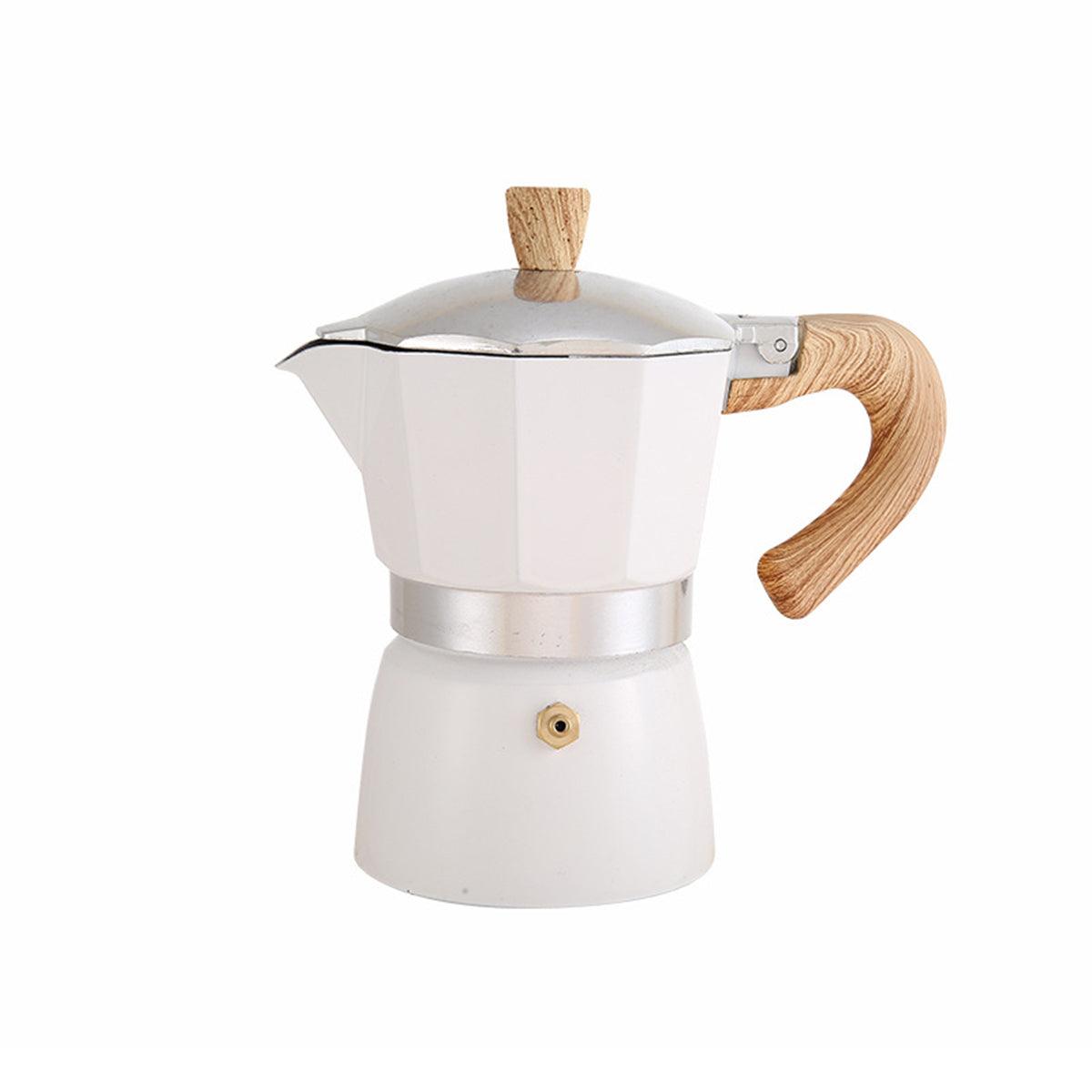 Portable Coffee Maker Wood Grain Handle Outdoor Manual Espresso Machine Camping - Beige-300ml