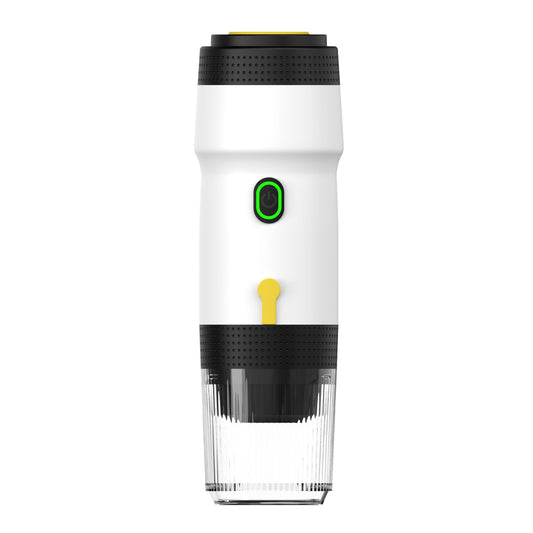 White 3-in-1 Portable Electric Espresso Maker - Rechargeable Travel Coffee Machine for Capsules & Ground Coffee