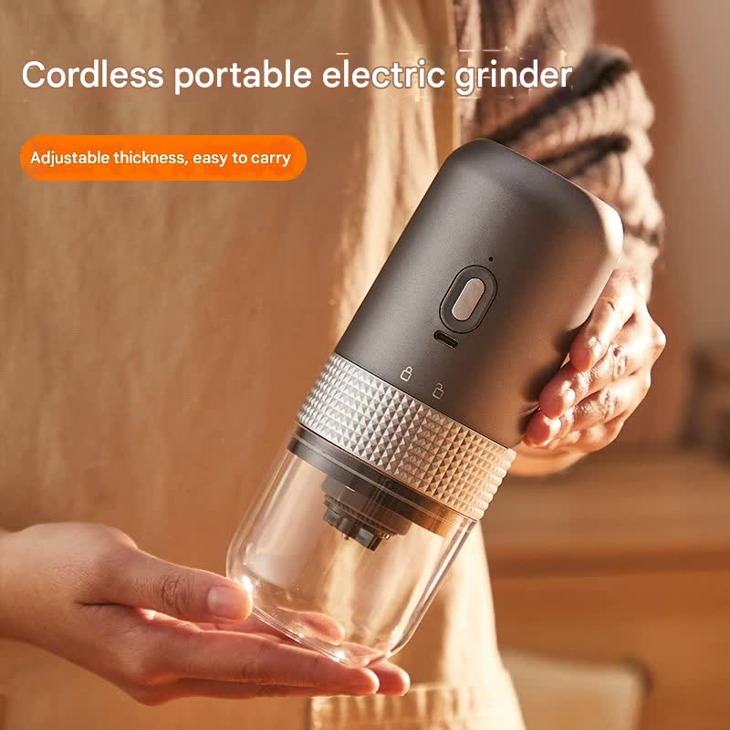 Wireless Portable Electric Coffee Grinder - Adjustable Coarseness, USB-C Rechargeable, One-Touch Operation(grey)